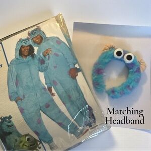 SULLEY Disney Pixar Sulley Onesie Costume Adult Monsters Inc Fuzzy Plush Pajama